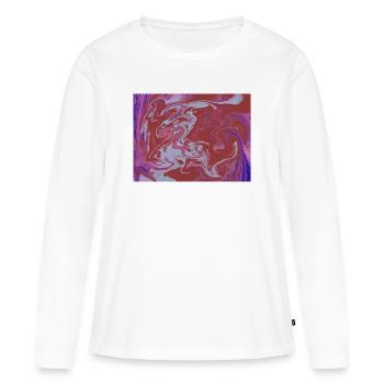 Motif rouge à rose en flux de marbre - T-shirt manches longues Premium bio Femme - blanc - Devant - Julia (174cm)
