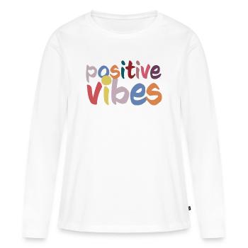 Ondes positives - T-shirt manches longues Premium bio Femme - blanc - Devant - Julia (174cm)