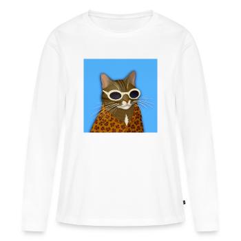 Getigerte Katze in Leopardenmuster - Frauen Premium Bio Langarmshirt - Weiß - Vorne - Julia (174cm)