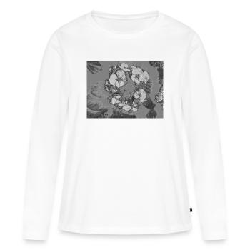 Détail fleur monochrome - T-shirt manches longues Premium bio Femme - blanc - Devant - Julia (174cm)