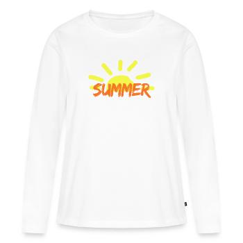 été - T-shirt manches longues Premium bio Femme - blanc - Devant - Julia (174cm)