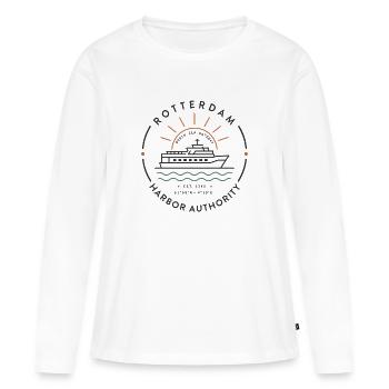Insigne maritime vintage de l’Autorité portuaire de Rotterdam - T-shirt manches longues Premium bio Femme - blanc - Devant - Julia (174cm)