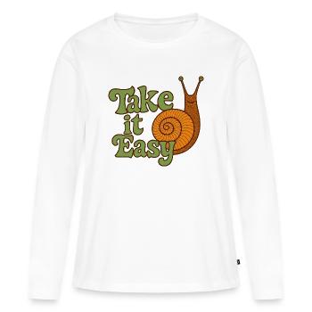 T-shirt rétro Take It Relax Snail - T-shirt manches longues Premium bio Femme - blanc - Devant - Julia (174cm)