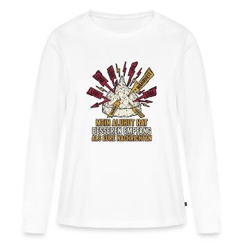 Klarsicht Club Aluhut - Frauen Premium Bio Langarmshirt - Weiß - Vorne - Julia (174cm)