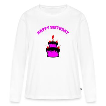 Autocollant de gâteau d’anniversaire au néon - T-shirt manches longues Premium bio Femme - blanc - Devant - Julia (174cm)