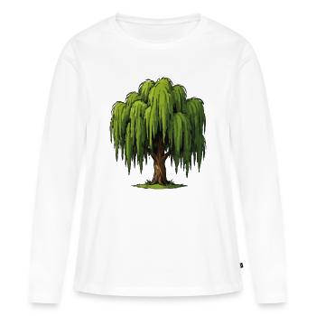 Graphique du Saule Pleureur - T-shirt manches longues Premium bio Femme - blanc - Devant - Julia (174cm)
