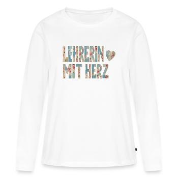 Lehrerin mit Herz!  - Frauen Premium Bio Langarmshirt - Weiß - Vorne - Julia (174cm)