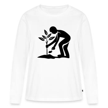 Einpflanzen Umwelt Naturschutz - Frauen Premium Bio Langarmshirt - Weiß - Vorne - Julia (174cm)