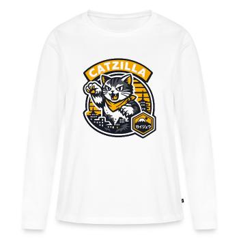 Catzilla Neon City Rampage - Women's Premium Organic Long Sleeve Shirt - white - Front - Julia (174cm)