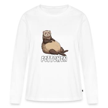 Lustiges Frettchen Outfit Dick, Fett & Übergewicht - Frauen Premium Bio Langarmshirt - Weiß - Vorne - Julia (174cm)