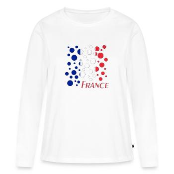 France Punktmuster Flagge - Frauen Premium Bio Langarmshirt - Weiß - Vorne - Julia (174cm)