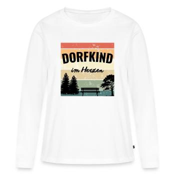 Dorfkind im Herzen – Heimatliebe Retro - Frauen Premium Bio Langarmshirt - Weiß - Vorne - Julia (174cm)