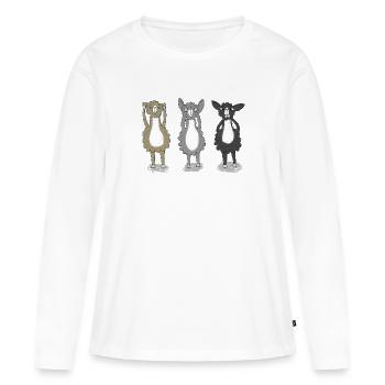 Three llamas - don't hear, don't see, don't talk - Women's Premium Organic Long Sleeve Shirt - white - Front - Julia (174cm)