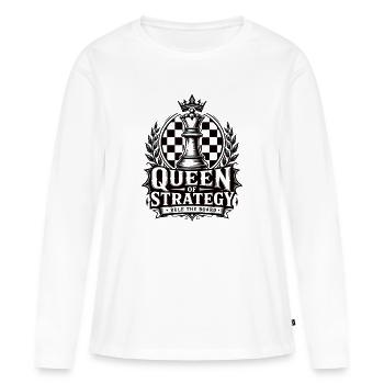 Motif d’échecs de la Dame de Stratégie - T-shirt manches longues Premium bio Femme - blanc - Devant - Julia (174cm)