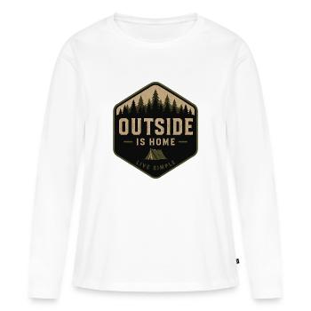 Dehors, c’est chez soi, dehors - T-shirt manches longues Premium bio Femme - blanc - Devant - Julia (174cm)