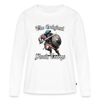 Motif du guerrier des clans écossais | Charge des Highlands - T-shirt manches longues Premium bio Femme - blanc - Devant - Julia (174cm)
