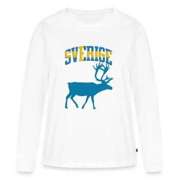Sweden Moose Retro-Logo - Frauen Premium Bio Langarmshirt - Weiß - Vorne - Julia (174cm)