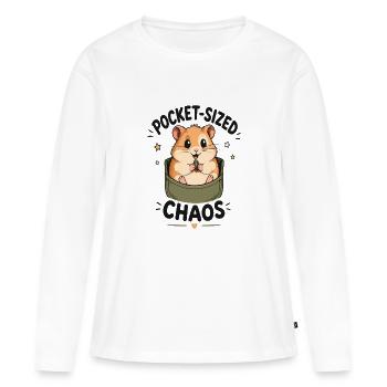 Pocket Chaos Hamster - Frauen Premium Bio Langarmshirt - Weiß - Vorne - Julia (174cm)