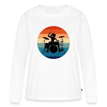 Gift idea for the drummer with percussion - Women's Premium Organic Long Sleeve Shirt - white - Front - Julia (174cm)