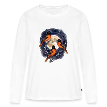 Trois Lunes d’Oriole - T-shirt manches longues Premium bio Femme - blanc - Devant - Julia (174cm)