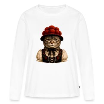 Chat de la Forêt-Noire avec Bollenhut - T-shirt manches longues Premium bio Femme - blanc - Devant - Julia (174cm)