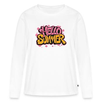 Hello Summer Street Style Graffiti - Frauen Premium Bio Langarmshirt - Weiß - Vorne - Julia (174cm)
