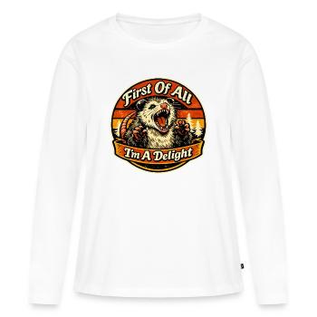 Tout d’abord, je suis un plaisir - T-shirt manches longues Premium bio Femme - blanc - Devant - Julia (174cm)