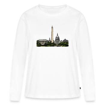 Washington Skyline Motif - T-shirt manches longues Premium bio Femme - blanc - Devant - Julia (174cm)