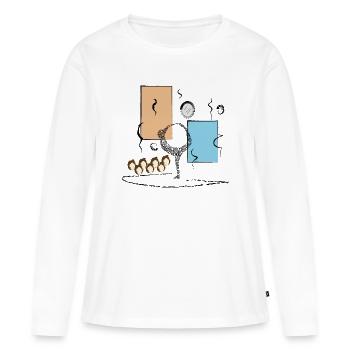 Yoga Dancer Abstract Colour Duet avec Coffee Circle - T-shirt manches longues Premium bio Femme - blanc - Devant - Julia (174cm)