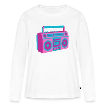Boombox Ghettoblaster Rétro Roller Disco des années 80 - T-shirt manches longues Premium bio Femme - blanc - Devant - Julia (174cm)