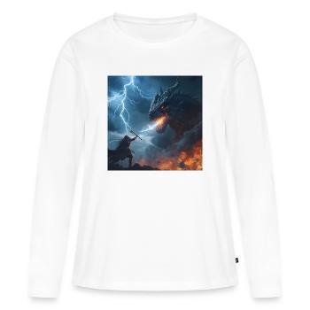 Clash with the Beast – Epischer Drachenkampf - Frauen Premium Bio Langarmshirt - Weiß - Vorne - Julia (174cm)