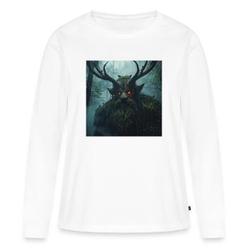 Leszy – Wächter des Uralten Waldes - Frauen Premium Bio Langarmshirt - Weiß - Vorne - Julia (174cm)