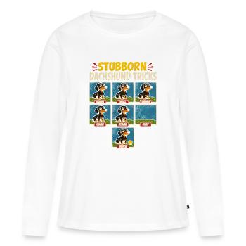 Tours têtus du teckel - T-shirt manches longues Premium bio Femme - blanc - Devant - Julia (174cm)