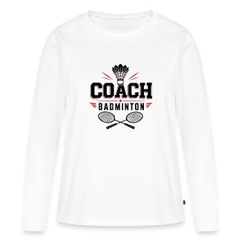 Coach badminton - T-shirt manches longues Premium bio Femme - blanc - Devant - Julia (174cm)