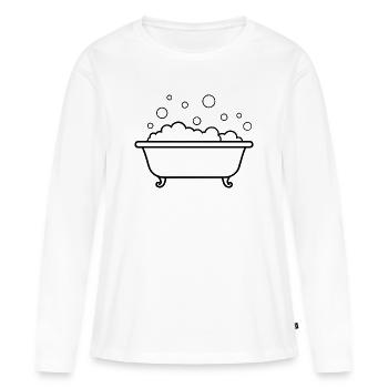 Baignoire avec des bulles - T-shirt manches longues Premium bio Femme - blanc - Devant - Julia (174cm)