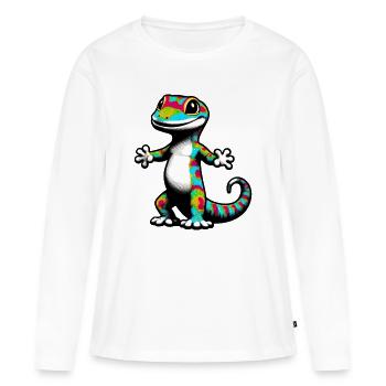 Gecko - T-shirt manches longues Premium bio Femme - blanc - Devant - Julia (174cm)
