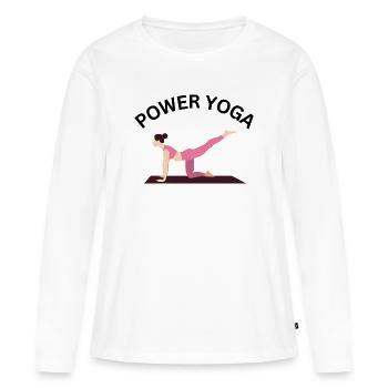 Power Yoga Balance  - Frauen Premium Bio Langarmshirt - Weiß - Vorne - Julia (174cm)