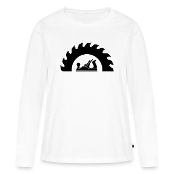 Logo raboteuse à lame de scie charpentier - T-shirt manches longues Premium bio Femme - blanc - Devant - Julia (174cm)