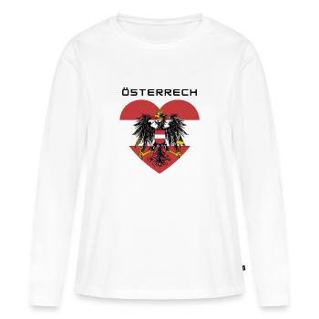 Austria Flag Eagle Patriotic Fan Pride - Frauen Premium Bio Langarmshirt - Weiß - Vorne - Julia (174cm)