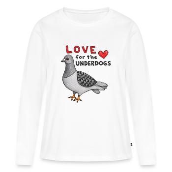 Amour pour le pigeon des Underdogs - T-shirt manches longues Premium bio Femme - blanc - Devant - Julia (174cm)