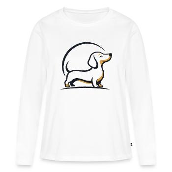 Dackel Linienkunst im Sonnenlicht - Frauen Premium Bio Langarmshirt - Weiß - Vorne - Julia (174cm)