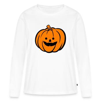 Grusel Kürbis Halloween Motiv - Frauen Premium Bio Langarmshirt - Weiß - Vorne - Julia (174cm)