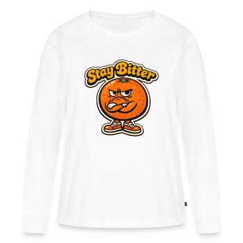 Restez amers : Angry Orange - T-shirt manches longues Premium bio Femme - blanc - Devant - Julia (174cm)