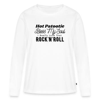 Chanson Hot Patootie Rock n Roll – Couleur personnalisable - T-shirt manches longues Premium bio Femme - blanc - Devant - Julia (174cm)