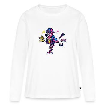 Flamingo Streetwear néon - T-shirt manches longues Premium bio Femme - blanc - Devant - Julia (174cm)