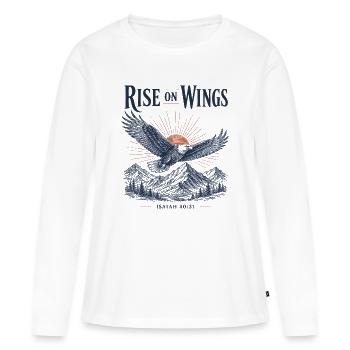 Rise On Wings - T-shirt manches longues Premium bio Femme - blanc - Devant - Julia (174cm)
