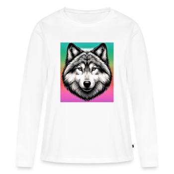 Wolf - Frauen Premium Bio Langarmshirt - Weiß - Vorne - Julia (174cm)