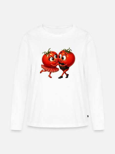 Tomaten Tänzer - Frauen Premium Bio Langarmshirt - Weiß