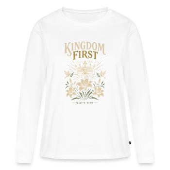 Royaume Premier - T-shirt manches longues Premium bio Femme - blanc - Devant - Julia (174cm)