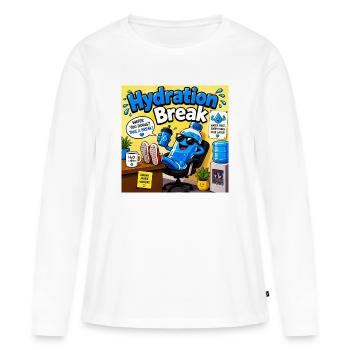 Hydration Break Cartoon-Flasche - Frauen Premium Bio Langarmshirt - Weiß - Vorne - Julia (174cm)